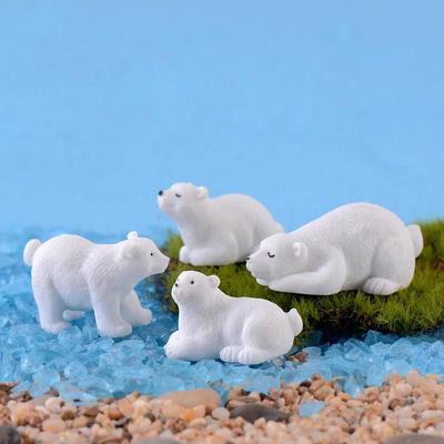 9PCS Nette Harz Eisbär Miniatur Ornamente Landschaft Dekoration DIY Puppenhaus Garten Zubehör