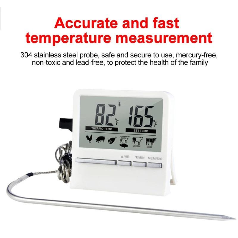 Digital Kitchen BarbecueThermometer BBQ Meat Oven Alarm Timer Temperature Measurement (with Probe) Cooking Baking Measuring Tool