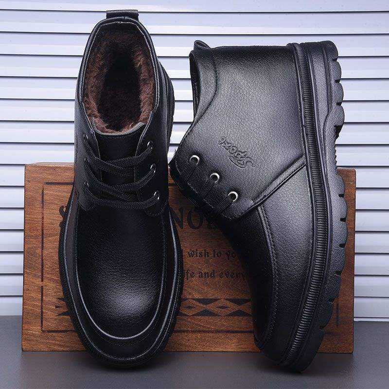 Winter new men's warm and cold cotton shoes high-top velvet thickened wool dad shoes versatile casual men's leather shoes