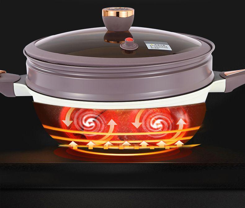 Wanghong Titan-Gold Antihaft Mehrzweck-Wok - Geringe Öldämpfe, Mikrodruck, Dampfgaren, Große Kapazität Pfanne für den Haushalt Wok-Gerichte