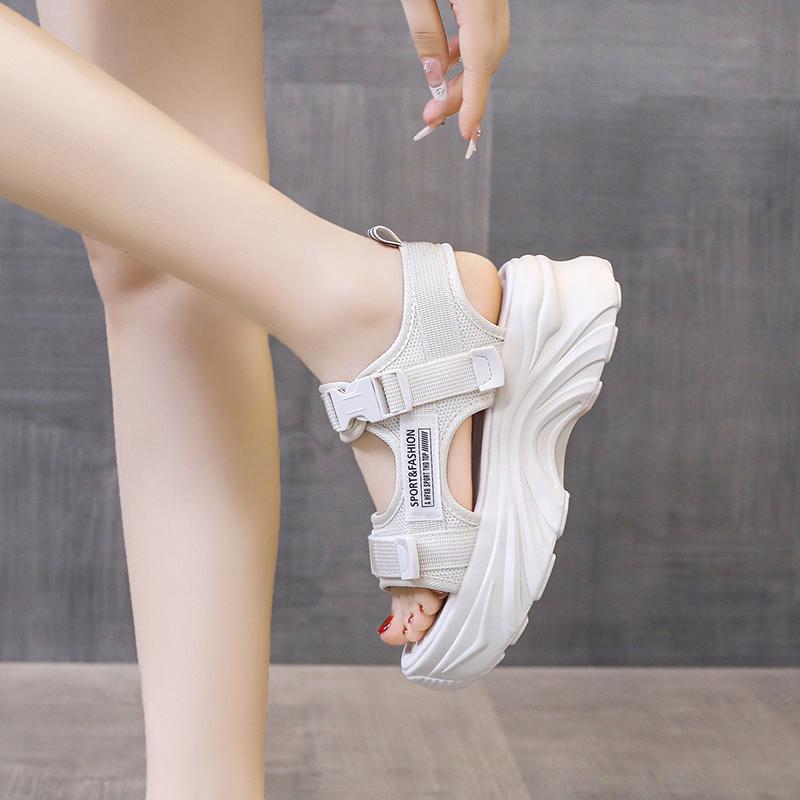 Fashion Sports Sandals for Women 2025 Summer New Wedge Platform Shoes for Outerwear Versatile Thick-soled Beach Shoes for Women