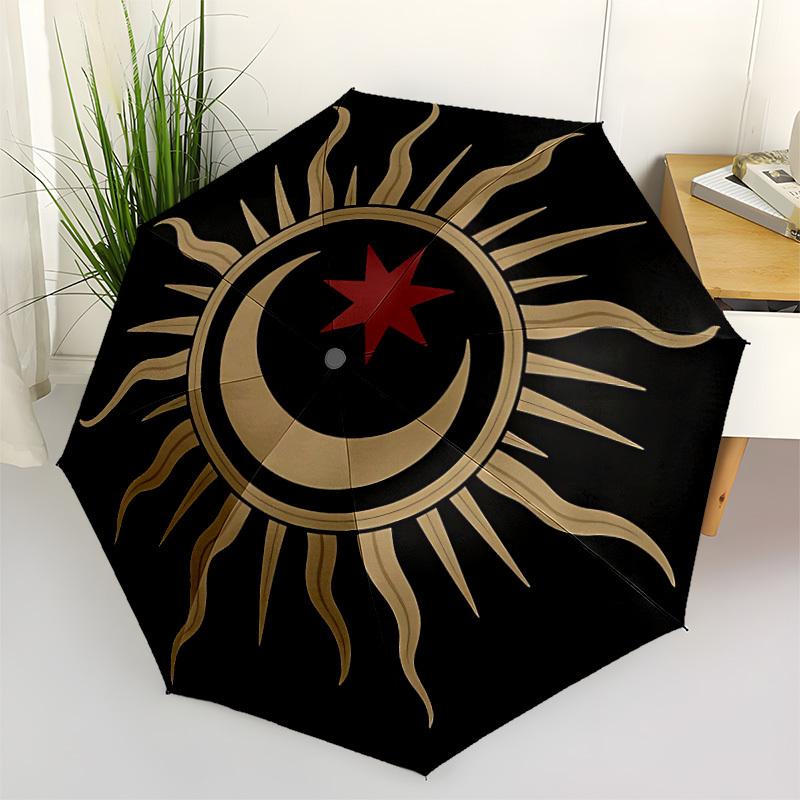 1pc Sunburst Symbol Automatic Open/Close Umbrella - Portable Collapsible Umbrella with 8-Rib Stability, Fashion Lovers yy251017181