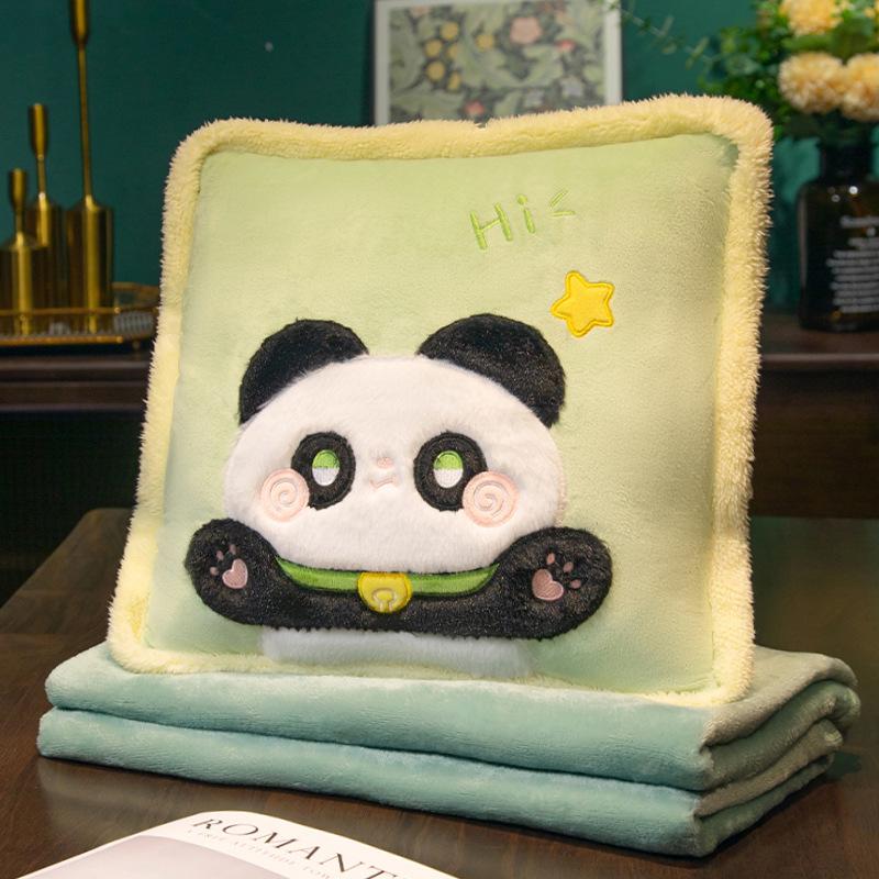 Cartoon 2-in-1 Cushion & Blanket: Dual-Use Hand Warmer, Leg Cover, Nap Pillow Doll for Office