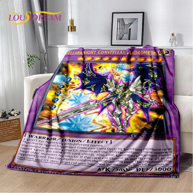 Monster Gold Card Cartoon Yu-Gi-Oh Anime Blue Eyes Dragon Game Soft Flannel Blanket for Bed Bedroom Sofa Picnic,Outdoors Leisure