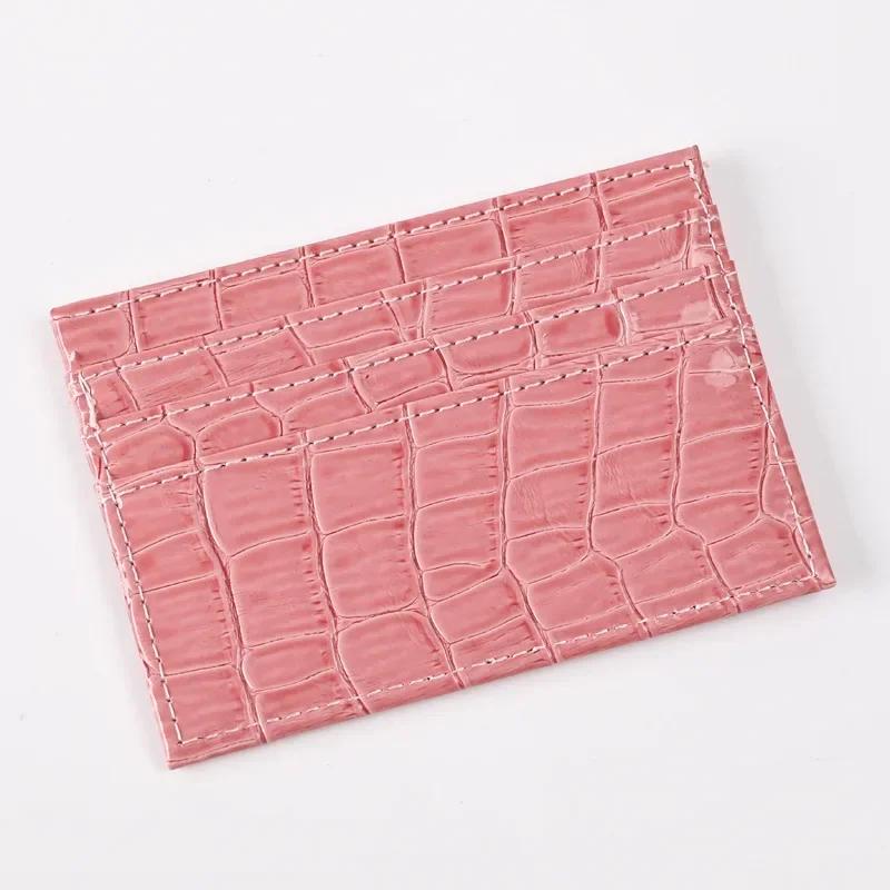 

Slim Women Card Holder Wallet Pu Leather Thin Women s Business Credit Card Case Bag Student Id Bus Card Cover Purse розовый
