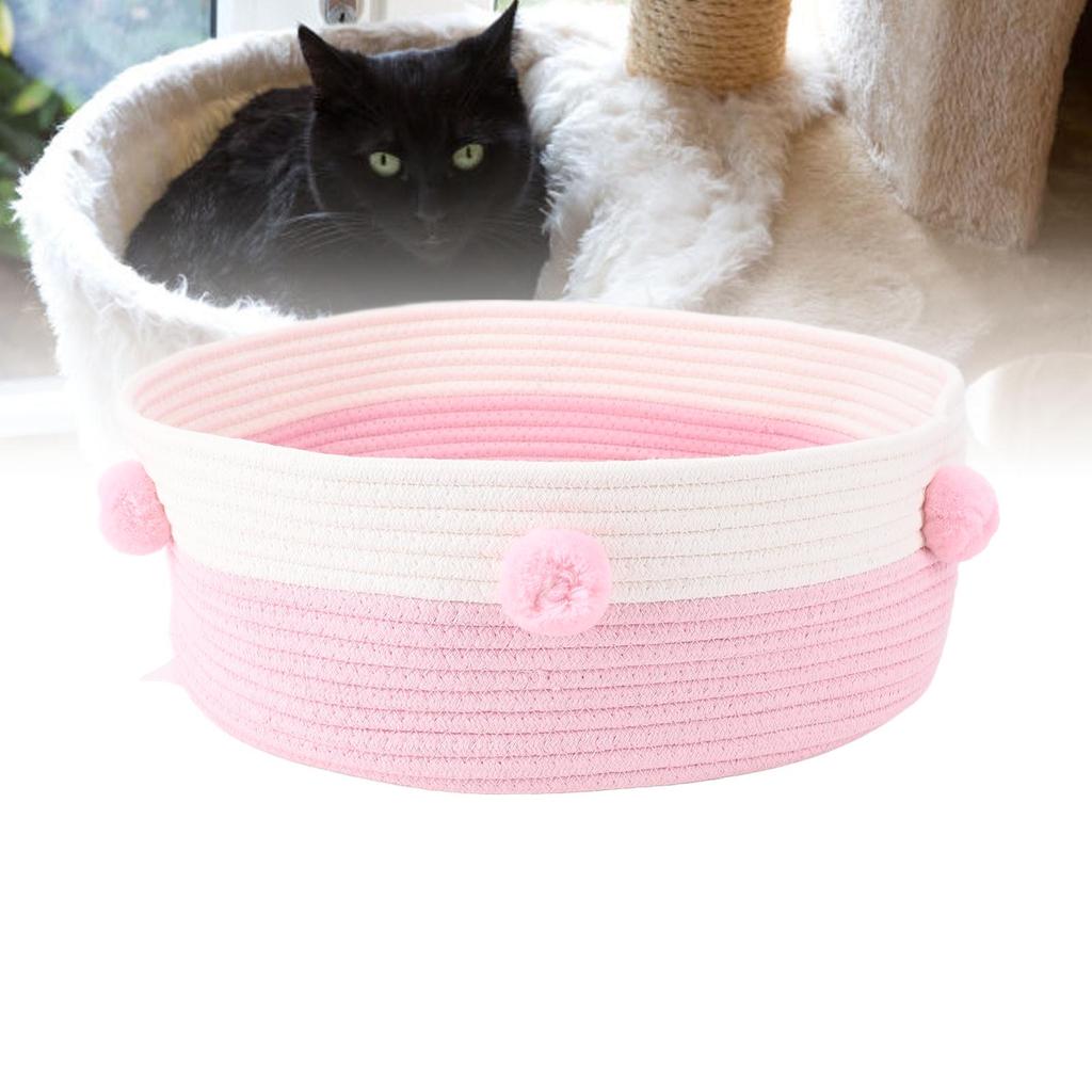 Cat Scratcher Bed Basket Cotton Rope Hand Knitting Stylish Look Cat Sleeping Bed Scratching Mat for Home Indoor