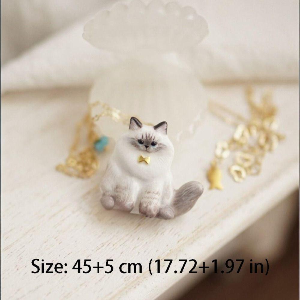 18K Gold Plated Cat Pendant Necklace Metal Chain Animal Pendant Choker  Sweater Shirt Accessories