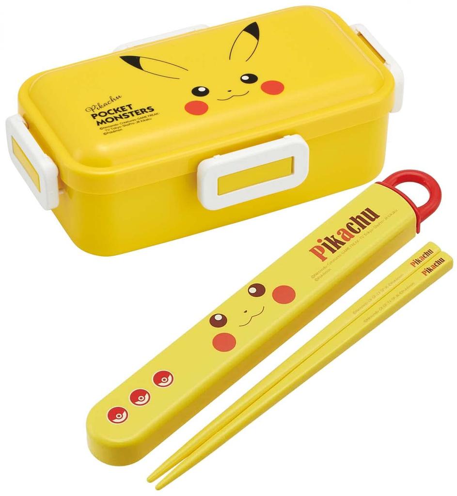 Skater Bento Single for Made In with a Lock for Dishwasher and Microwave Pikachu Box, 530ml, Tier, Women, Japan, 4-Point Leak-Resistant Storage, Safe,