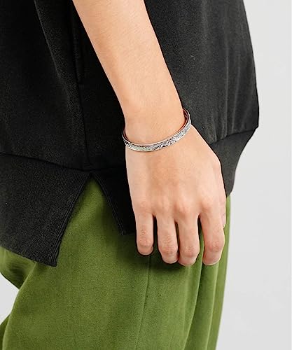 Lionheart LH-1 Reverse Round Hawaiian Bangle, Surgical Stainless Steel 316L (Hyperallergic), Silver