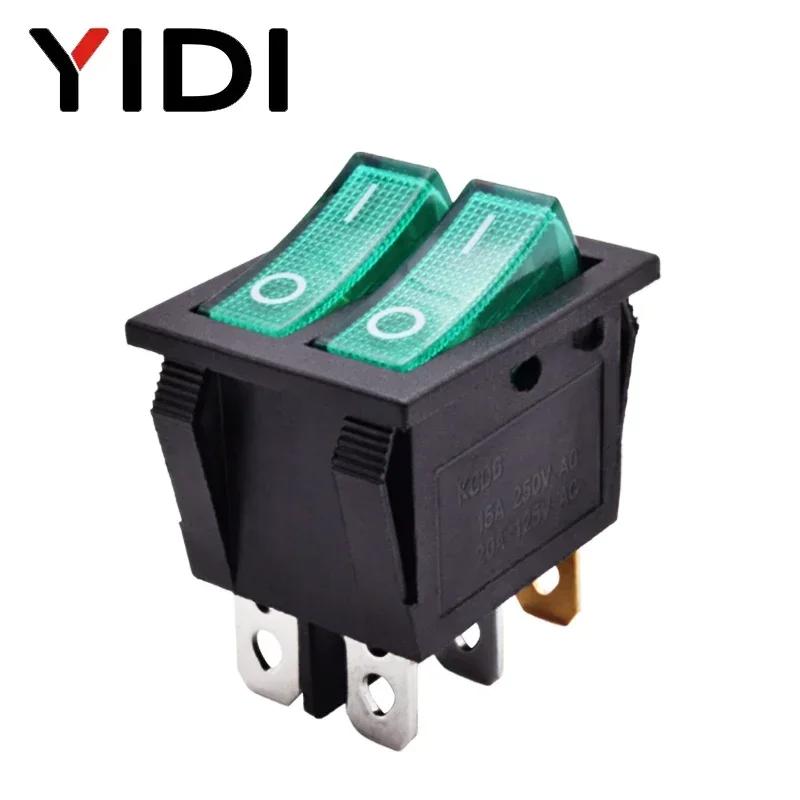 

KCD6 Illuminated Plastic Dual Push Button Rocker Switch 6 Pin 12V 220V Lamp Latching Red Green On Off Boat Power Switch 16A 250V 12V Light&1pc зелёный