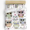 Christmas Cartoon Owl Duvet Cover Bed Bedding Set For Double Home Textile Quilt Cover Pillowcases Bedroom Bedding Set (No Sheet)