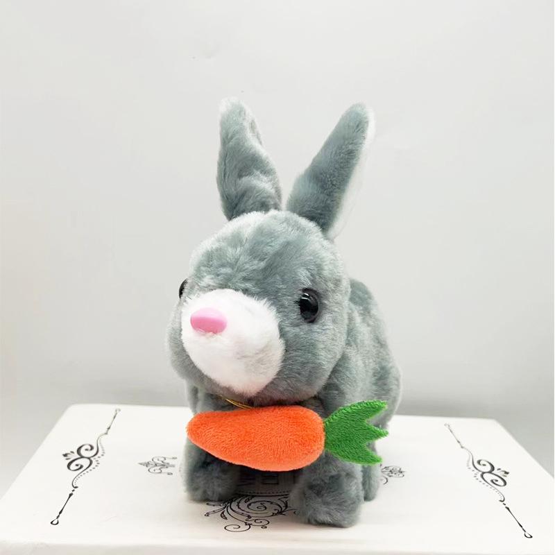 1Pc Realistic Bunny Toys Plush Electronic Stuffed Carrot Little White Rabbit Simulated Pet Walking Shaking Ears Educational Toy