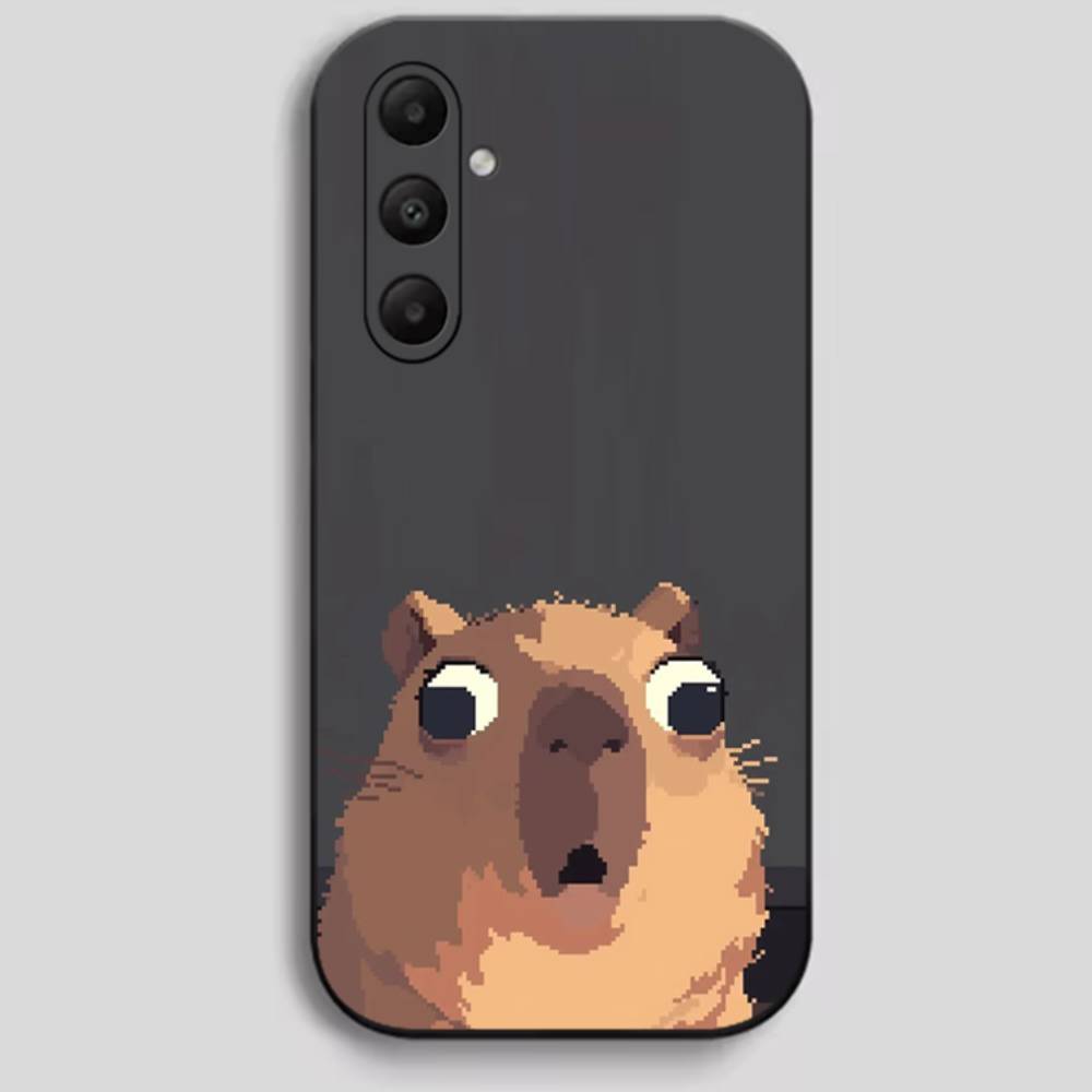 Big-Eyed Pixel Pets Black Soft Silicone Phone Case For Samsung  (A22-A55) 5 Samsung A12 A12 5G