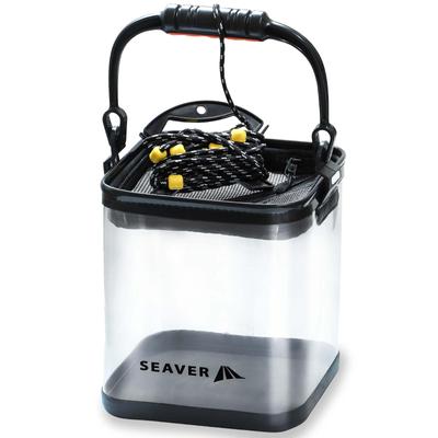 O conjunto de pesca para escolher pode ser visto em um balde dobrável para peixes de água de pesca 20cm 24cm SEAVER, transparente, equipamento de 3 peças [olhar para peixes], bomba,