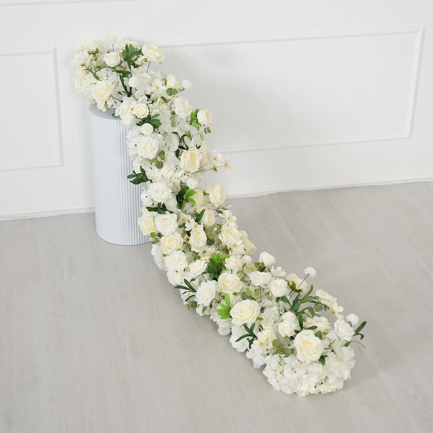 

2026 Luxury Wedding Faux Flower Row Runner Decor Elegant Artificial Center Stage Background for Wedding Party Home Decoration 50x30cm