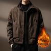 Men's Luxury Silver Fox Fur Lined Winter Jacket with Stand Collar