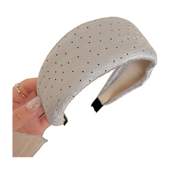 Cerchietto per Capelli da Donna, Fascia Satinata Allargata e Curva con Design a Pois, Vestibilità Comoda per Assottigliare il Viso, Fascia per Capelli per Uso Quotidiano