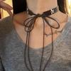 Vintage Brown Leather Star Necklace for Women Spicy Girl Diy Strap Bowknot Maillard Style Chokers Y2K Accessories Jewelry Gifts