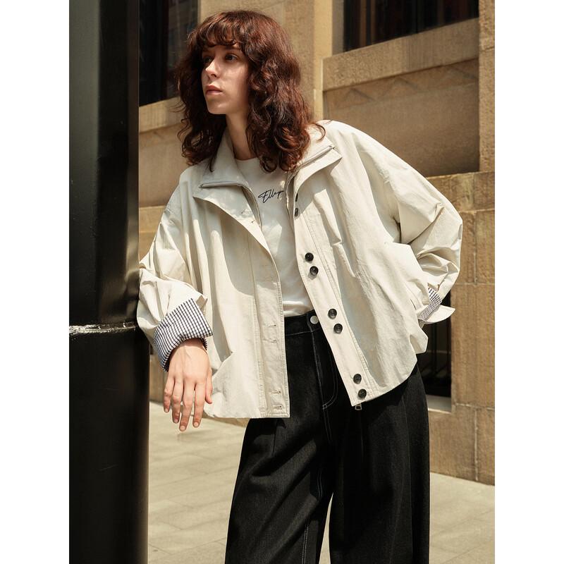 ELLE Women's Plaid Patchwork Workwear Jacket