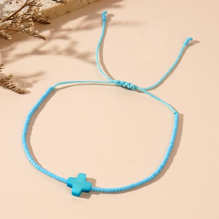 Handcraft Sturdy Beaded Crosses Bracelet With Alloy Charm Adjustable Designs for Trendy Women Bohemian Jewelry