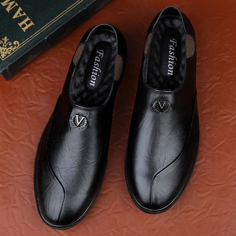 Fashion 2024 New Genuine Leather Office Formal Men Comfort Shoes Men's Loafers Slip on Lazy Driving Shoes Lightweight Korean Style Shoes