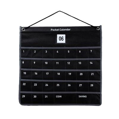 New Monthly Calendar Pocket Calendar Wall-mounted Non-woven Fabric Calendar Bag with Pockets Durable Numbered Storage Bag