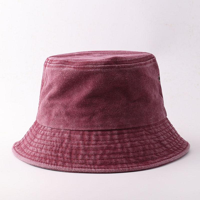 Solid Color Washed Pure Cotton Bucket Hat Bucket Large Size Sunshade Big Head Circumference Basin Hat Popular Hat