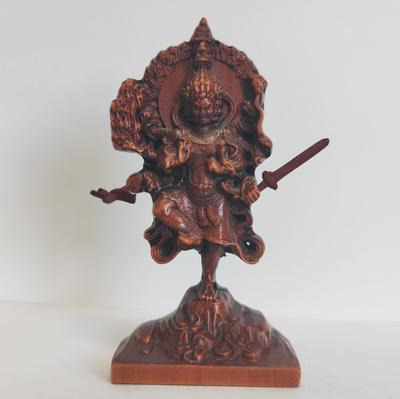 Ususama Myōō Holzstatue – Gesamthöhe 7,2 cm, Miniatur-Buddhastatue aus Buchsbaum, Gott der Toilette (Antik-Finish)