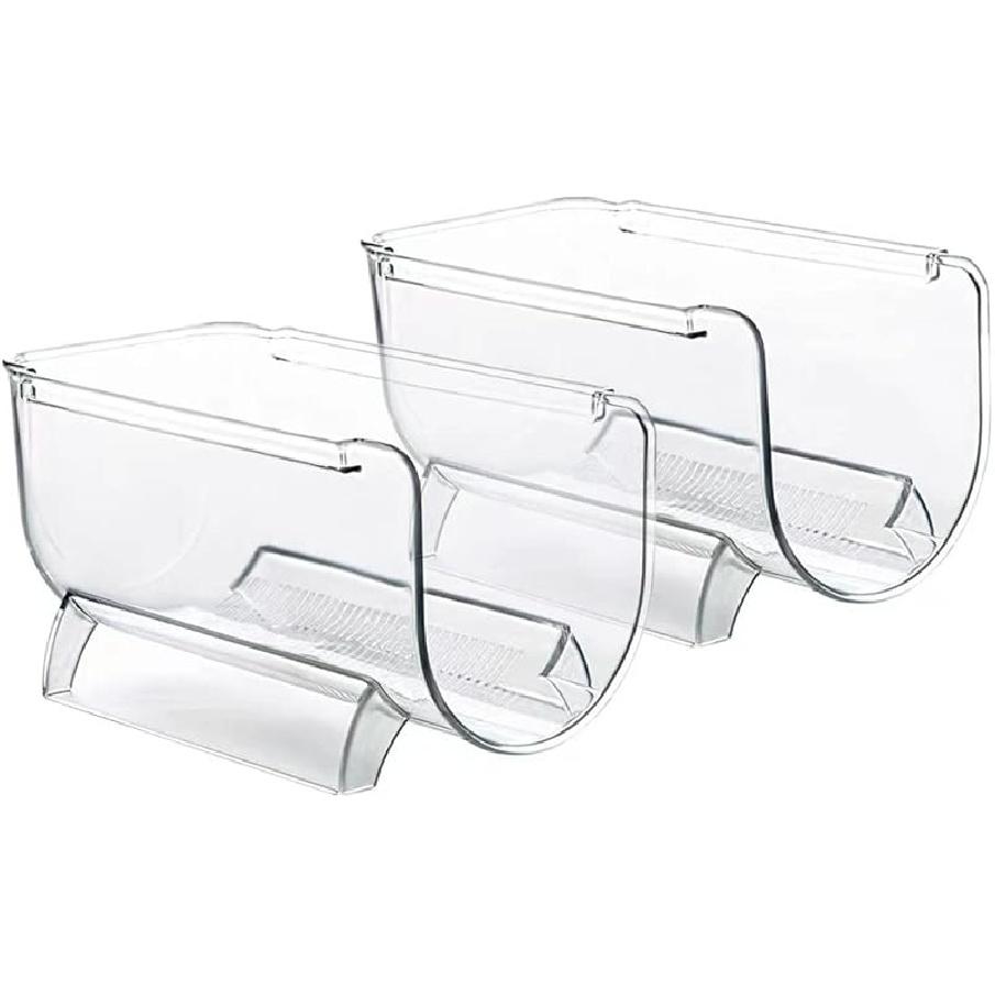2 Pack Bottle Rack, Fridge Organizer Bottle Rack, Stackable Wine Rack Plastic Bottle Holder (2) 2