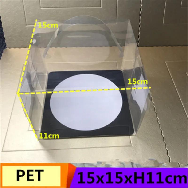 Cheese Mousse square plastic box Cupcake transparent cake case with Handle Wedding Favors Packaging casket baking accessories