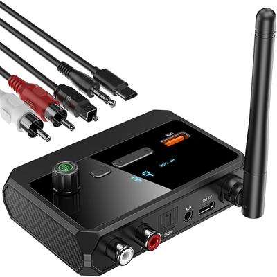 Bluetooth 5.3 Ses Alıcısı Kablosuz Destek U-Disk Ses Adaptörü Aux 3.5Mm Rca Optik Jaklı Araba Tv PC Hoparlörler İçin