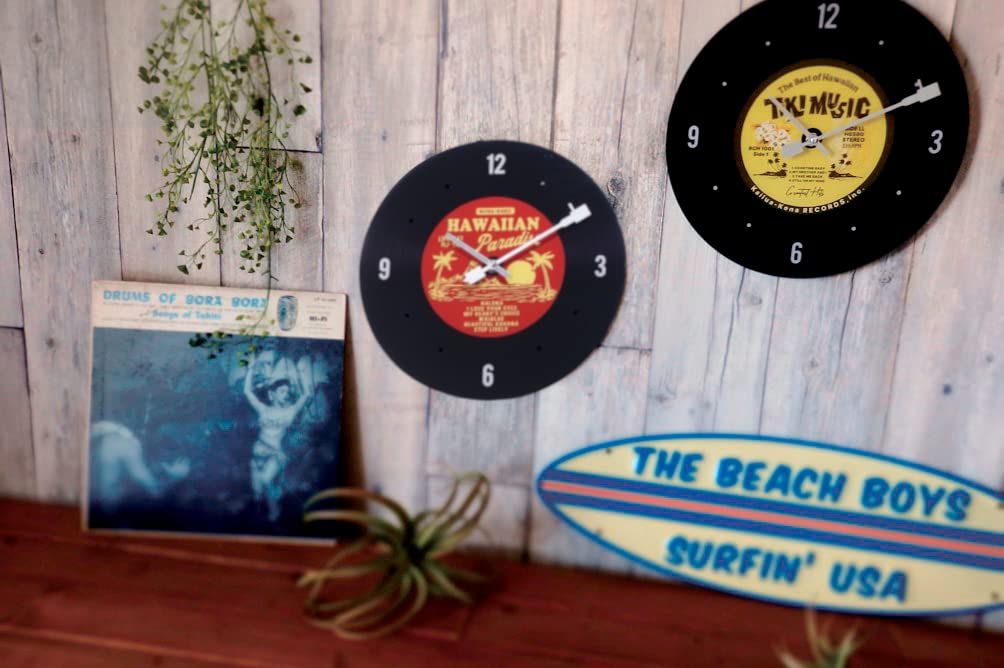 Ceas de perete din sticlă Keystone, roșu, Hawaiian Records CL056302