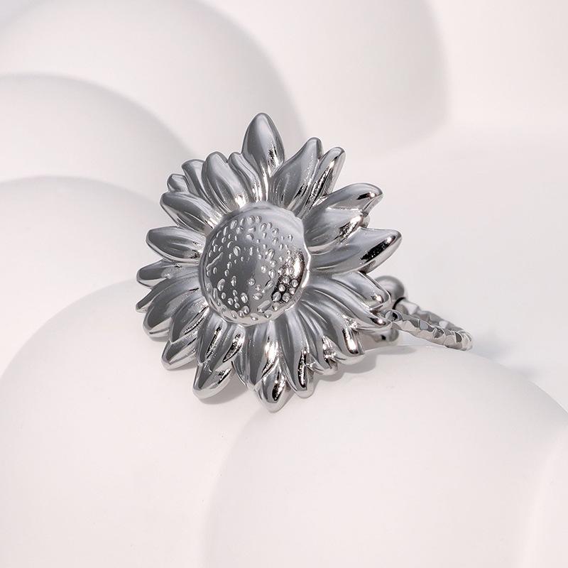 

Boho Simple Sunflower Rings for Women Girls Stainless Steel Adjustable Open Finger Rings Accessories Gifts for Friends