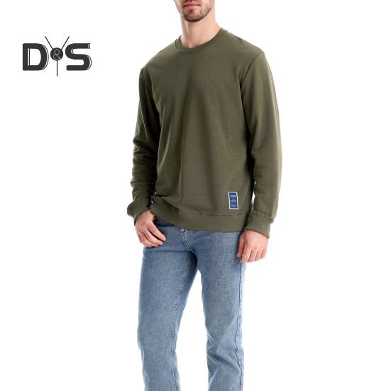 Fall Winter Men Top Loose O Neck Long Sleeves Pure Color Warm Pullover Mid Length Casual Daily Wear Sport Sweatshirt