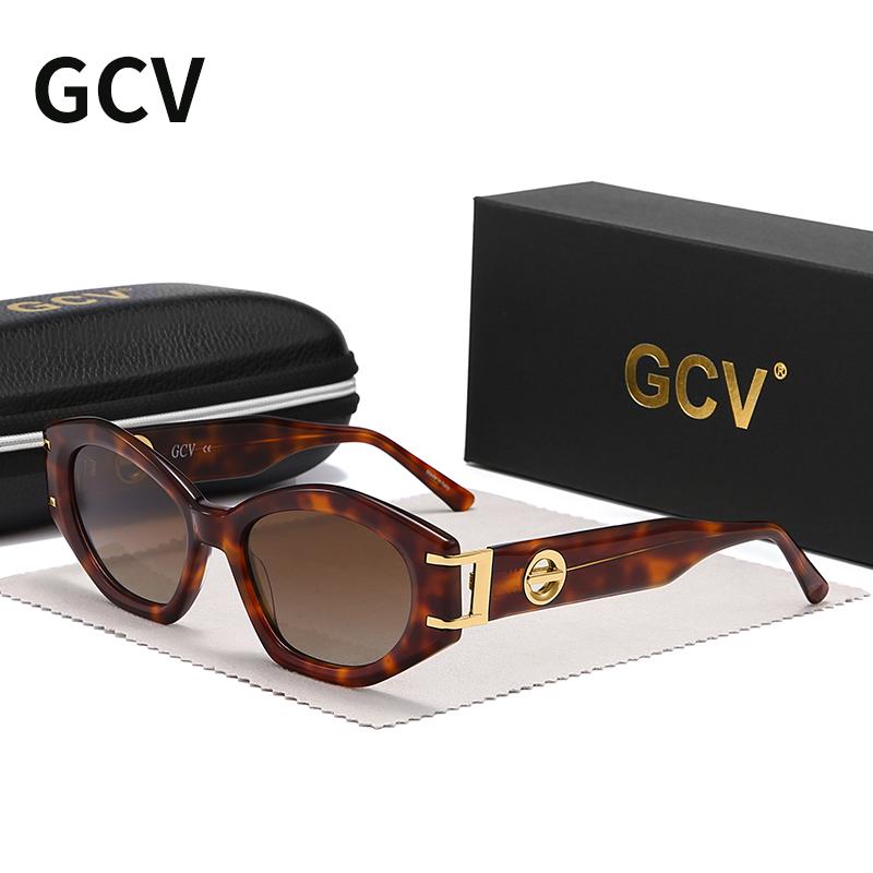 GCV Brand Fashion Avant-garde Acetate Appearance Patent Design Women's GM Cat Eye Sunglasses Polarized Light And UV Protection