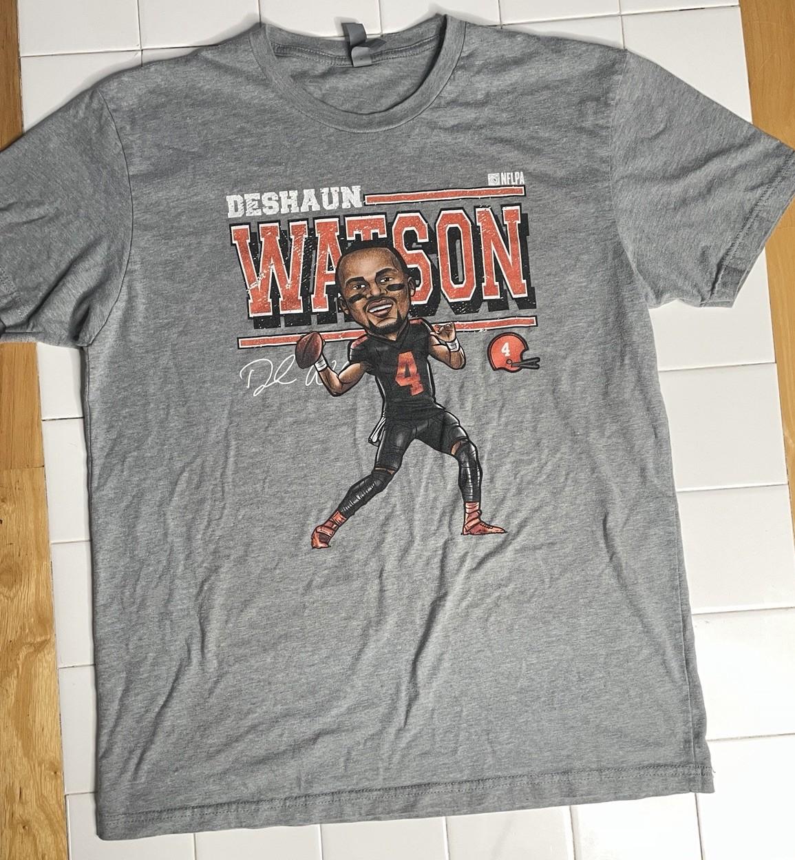 Deshaun Watson #4 Cleveland Browns Football Unisex T- Gray Logo NFL Unisex T-Shirt S