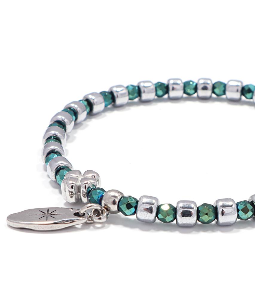 Polalita Deep Green & Cube Clover Point Bracelet (Plt-Br-115_Gn)