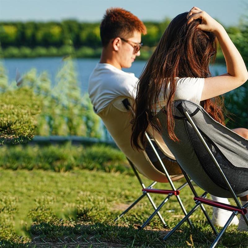 Full-Aluminum Frame Folding Camping Chair,Compact and Portable with Carry Bag Outdoor Hiking Fishing Backpacking Folding Moon Chair