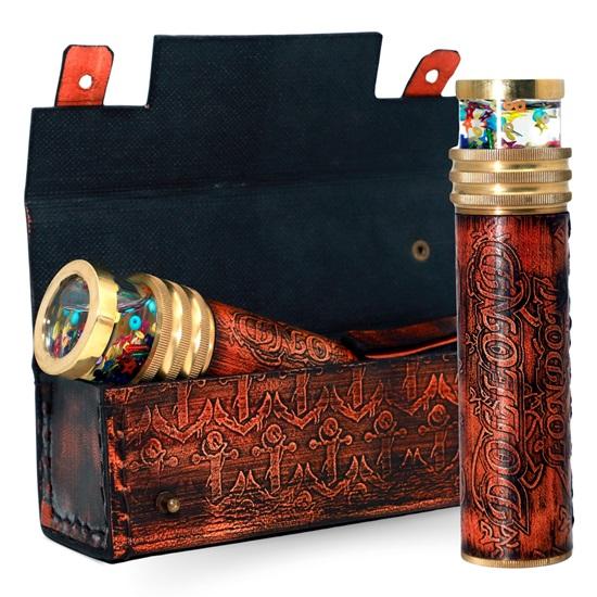 15.24 Cm Handmade Unique Kaleidoscope, Liquid Kaleidoscope with Leather Case, Christmas Gift for Kids, Birthday Gift
