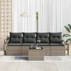 Ensemble de 5 Pièces de Canapé de Jardin avec Coussins Gris Rattan Poly, Canapé de Jardin 2 Places avec Rangement 3354918