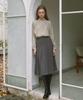 YUPPE Pleated Wool Skirt_Charcoal