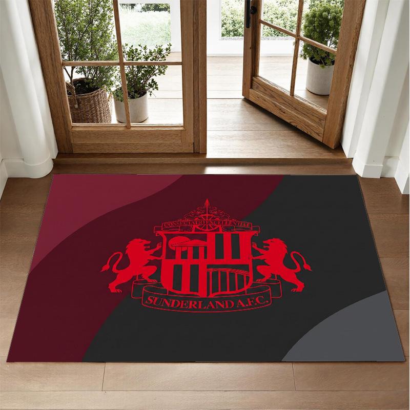Sunderland Football Design Crystal Velvet Rug Soft Decorative Mat for Bedroom Entrance