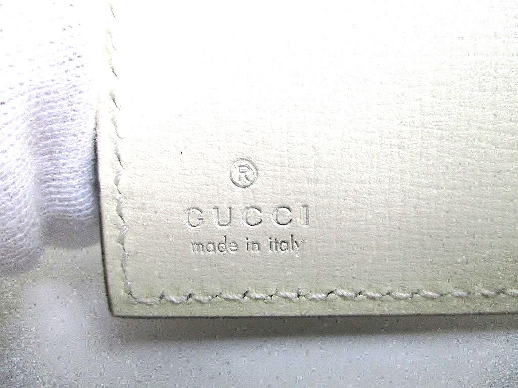 Authentic GUCCI GG Jackie 1961 White Leather Bifold Wallet Compact Wallet #a484  Open Box