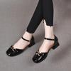 Fashion patent leather hollow sandals summer 2025 new Korean version women's shoes soft sole round head fashion shallow mouth single shoes women