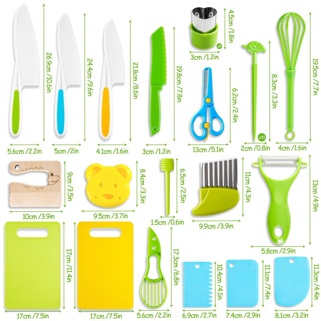 Kids Plastic Kitchen Set - 11-Piece Color Box, Toy Cooking for Children's Pretend Play Kitchen Tools
