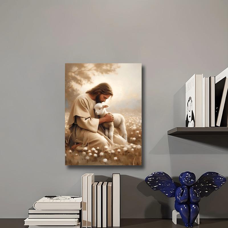 Bible "Good Shepherd" Themed Decorative Painting, Suitable for Christian Religious Decorations In Living Room, Bedroom or Church