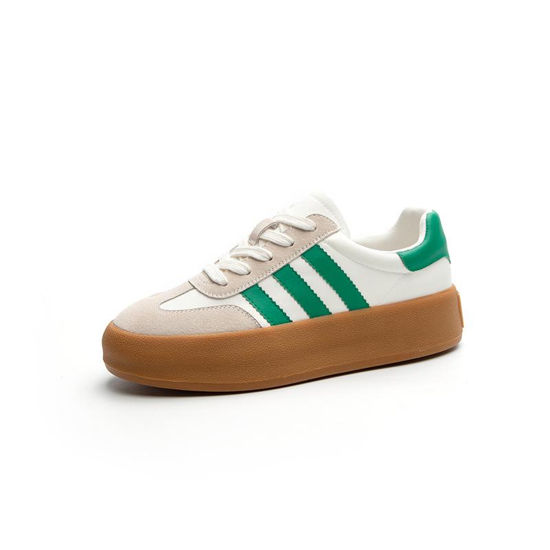 

Spring new retro leather platform women s shoes breathable and versatile flat-bottomed casual sports board shoes women 35 зелёный
