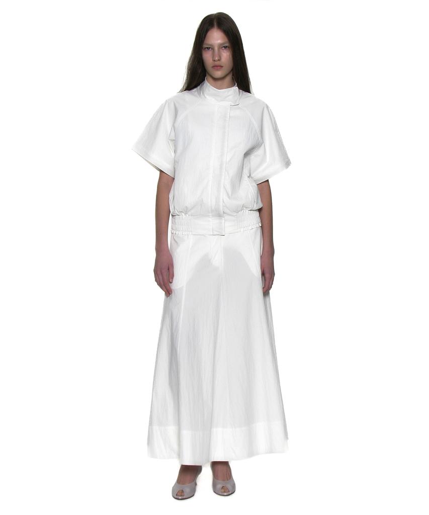 Partimento Woman Pocket Pointed Flare Maxi Skirt_White