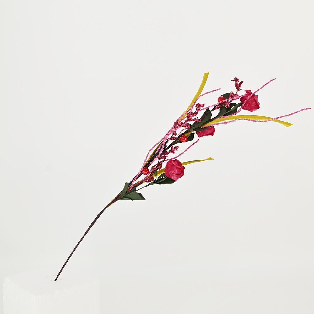 Simulated 3-Head Pe Foam Rose Single, Wedding Arrangement Flower Arrangement Home Ornament Photo European Rose