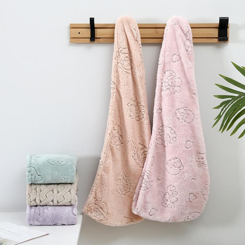Coral fleece dry hair cap quickly absorbs water, is soft and skin-friendly, quick-drying cycle hollow flower women's headscarf